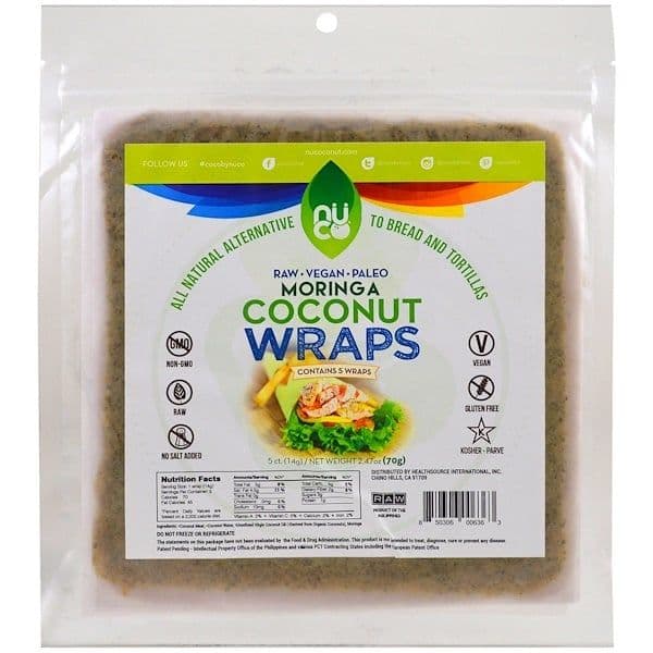 NUCO, Coconut Wraps, Moringa, 5 Wraps (14 g) Each