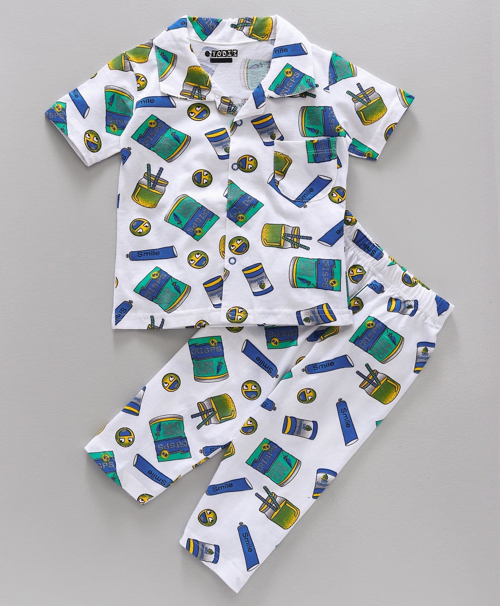 Eteenz Half Sleeves Night Suit Smile Print