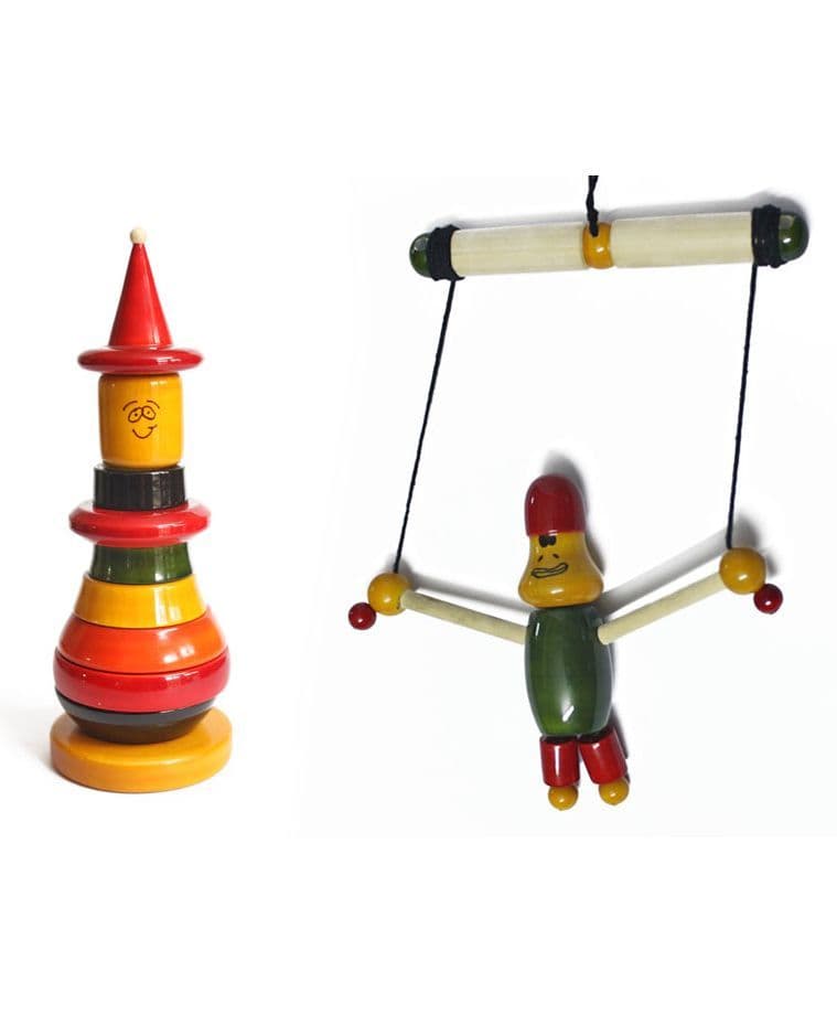 Aatike Wooden Chimpu Monkey & Jester - Multi Colour