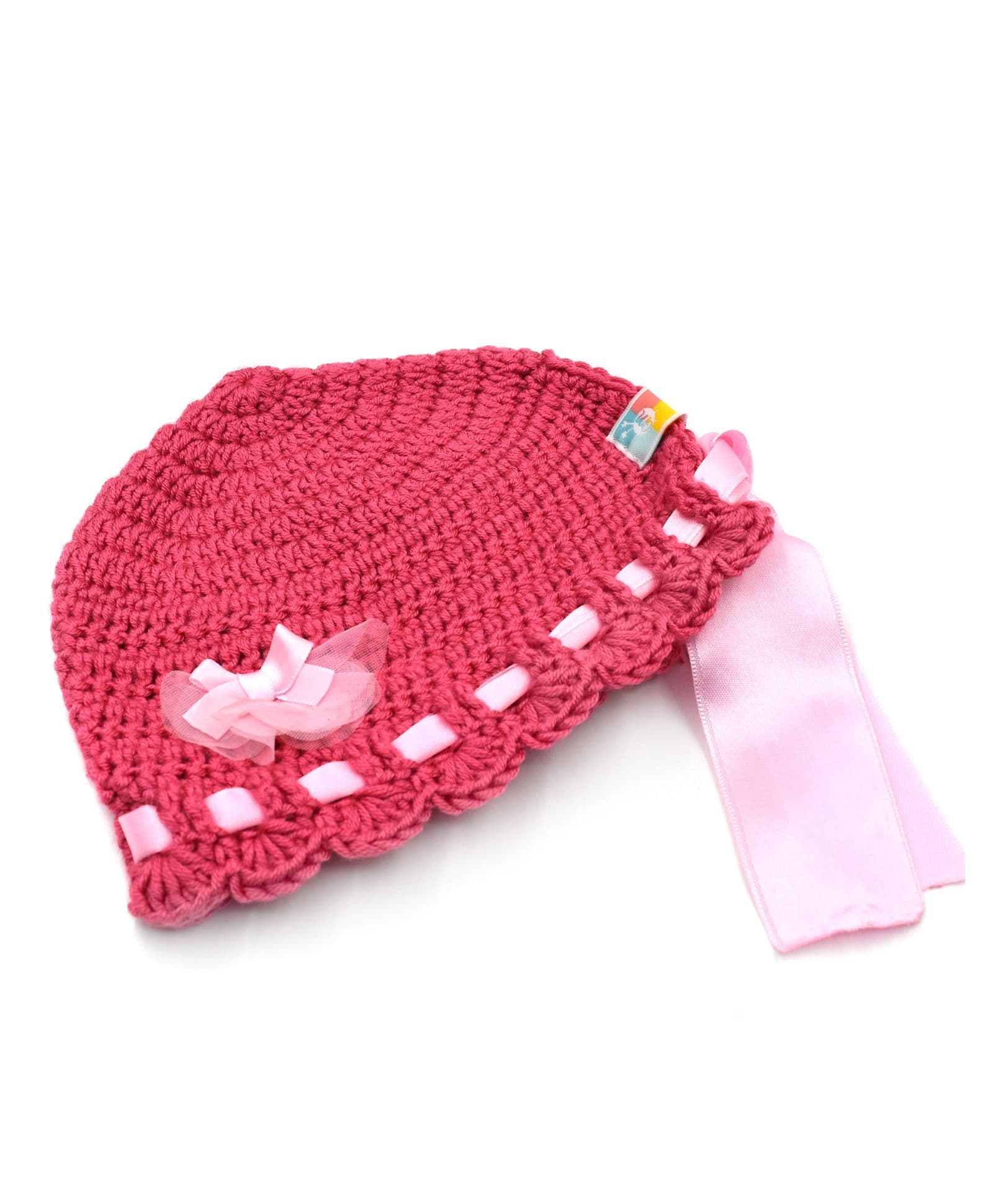 Magic Needles Ribbon & Bow Design Cap - Dark Pink