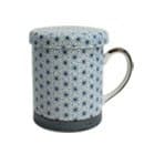 Blue &amp; White Tea Mug Set with Lid and Infuser - Sashiko