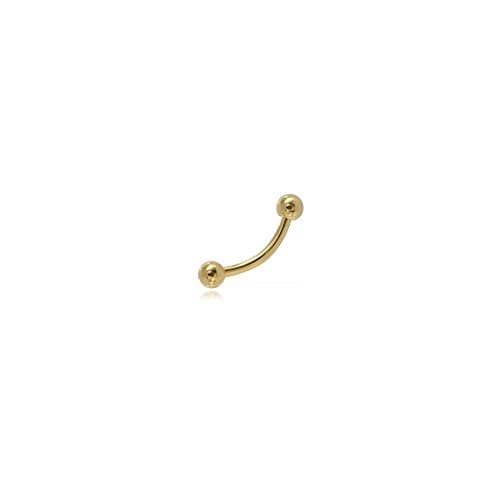 Microphone/Rod Bangle 18 K Gold Plated Curved Barbell with Ball – 1.2 mm, Length: 6 mm, Ball 3 mm