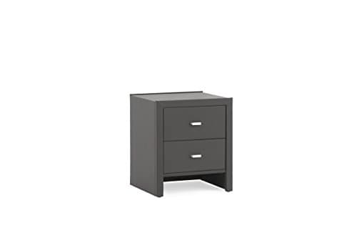 Dico Delta Leather Look Grey 2 Drawer Bedside Cabinet W 47 x H 54 x 41 cm