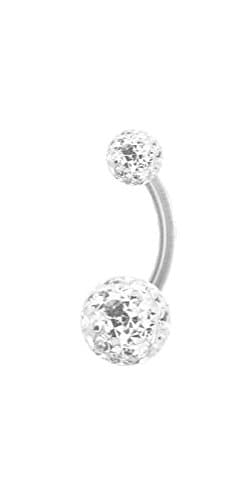 Karisma Clear Bioplast Belly Button Piercing with Swarovski Features 5/8 mm Ball with Epoxy Resin Coating White