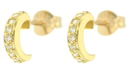 ERCE Hoop Earrings Cubic Circonia 14K Solid Yellow Gold