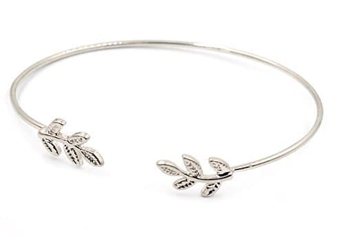 Silver &amp; Gold Plated Bangle Bracelet With Flower Vine Leaf Cuff Bangle by Desido® Silver