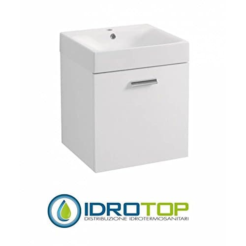 Ceramic Basin 50 x 45 in with Mobile A 1 DOOR DX, Sink, Drain, Overflow and Fixings for Siphon White colavene