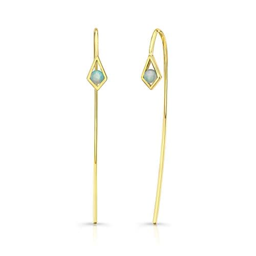 Ron Hami Women's 14ct Yellow Gold Round Multicolour Opal Wire Earrings