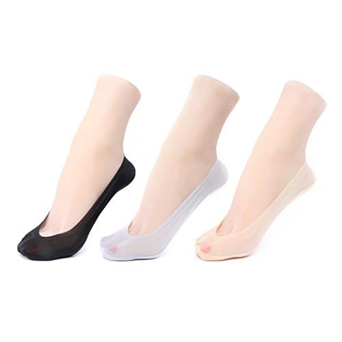 Women's Non Slip No-Show Low Cut Liner Socks, Pack of 3,Ice Silk