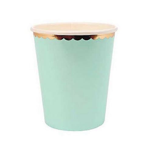 Pastel Scallop Paper Party Cups x 8 (Mint)
