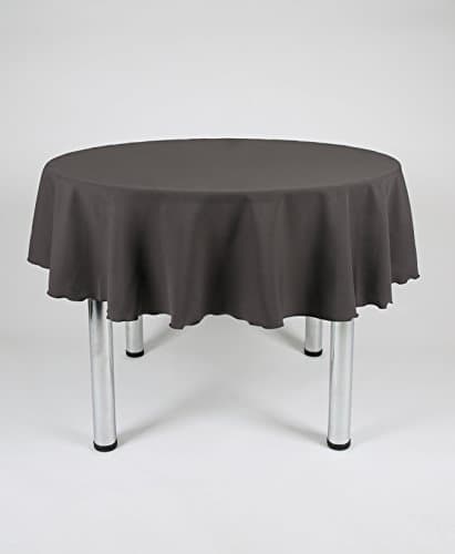 Dark Grey Large Round Lightweight Fabric Tablecloth 90" Diameter (229cm) With 2 Side Joins (Polyester, not cotton)