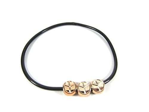 2 x Black Gummy Bands Jelly Bangle Bracelets With PEACE &amp; HEART Charms