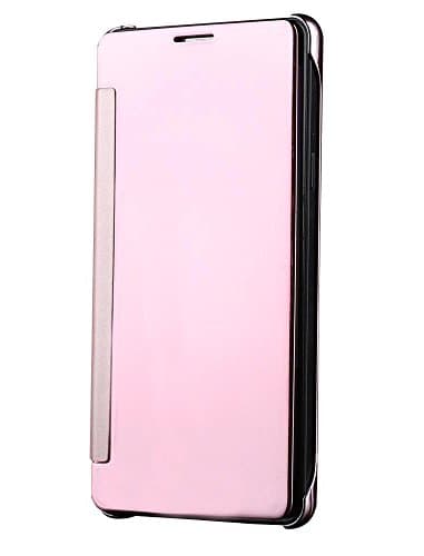 Sun Mobisys Clear View Flip Cover for Samsung Galaxy E5 Rose Pink Mirror