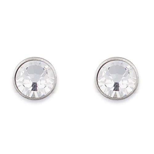 Ladies Circular Clear Studded Swarovski Element Earrings