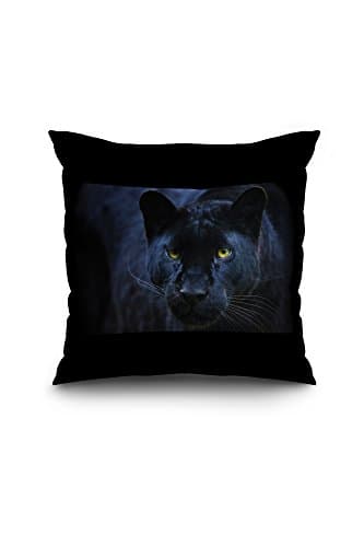 Black Panther (18x18 Spun Polyester Pillow Case, Black Border)