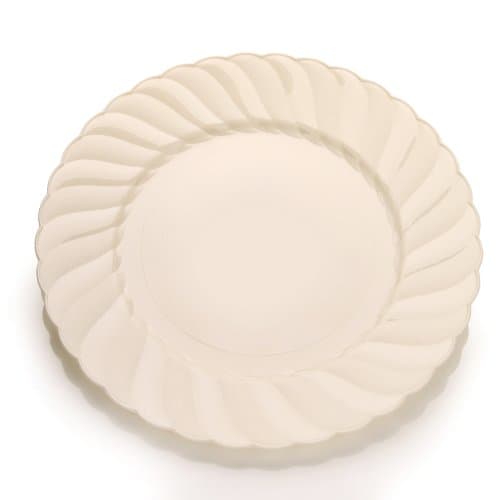 Elite Settings 18 Count Trendi Dinner Plates, 9-Inch, Ivory
