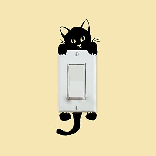 Cartoon black cat switch decoration wall sitcker walldecal
