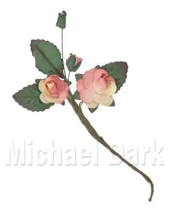 12 Miniature Craft Spray Rose Stems - Cream/Peach