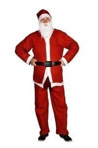Complete Father Christmas Suit Outfit with Beard Belt and Hat