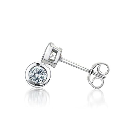 Silver Stud Earring Handset with 3mm Cubic Zirconia Stone (with strong backs)