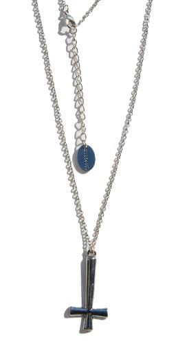 Darkside Silver Inverted Cross Pendant Necklace