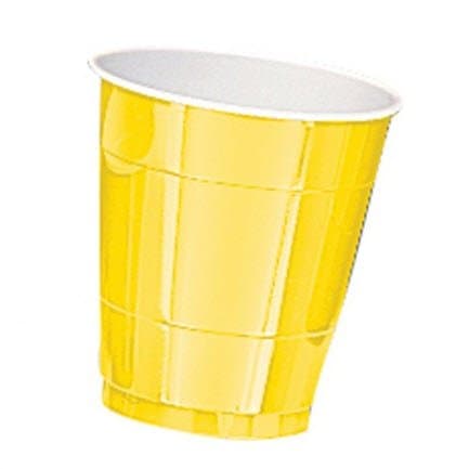 "Sunshine Yellow Plastic Cups, 355 mls, pack of 20"