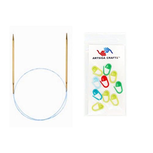 addi Bundle: Turbo Lace Circular 24-inch (60cm) Knitting Needle Size US 03 (3.25 mm) + 10 Artsiga Crafts Stitch Markers