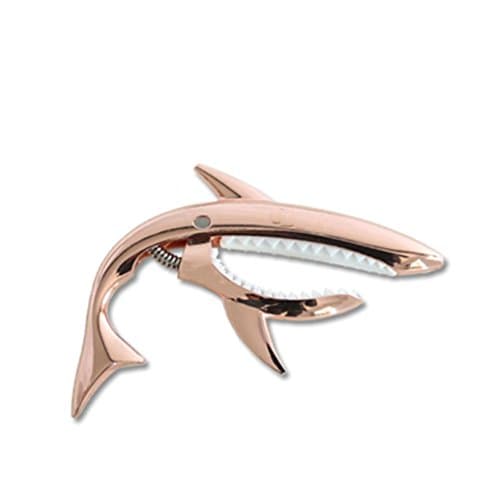 Diadia Shark Shape Quick Change Trigger Release Electric and Acoustic Guitar Clamp Funny Zinc Alloy Guitar Jaw Capo Clamp (Rose Gold)