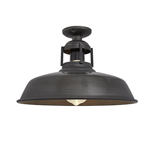 Vintage Industrial Barn Slotted Flush Mount Ceiling Light - Pewter 12"