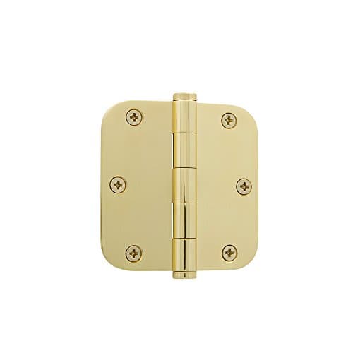 Grandeur Hardware 819968 3.5" Button Tip Residential Hinge with 5/8 Radius Corners, Unlacquered Brass, 3.5" x 3.5"