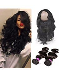 ATOZWIG 360 Lace Frontal With Bundle 8A Peruvian Body Wave With Closure Peruvian Virgin Hair Extensions With Baby Hair Natural Hairline （8 8 Bundles+10" Closure）