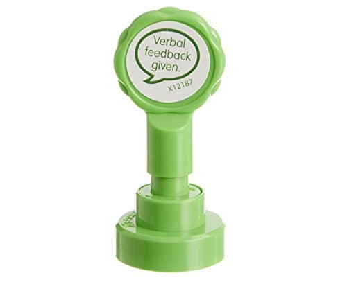 Xstamper Xclamations Verbal Feedback Teacher Stamp (Impression Size: 22mm). Pre-Inked Stamper for Marking School Work, Refillable Ink Stamps with Protective Dome - Genuine Xstamper Self Inking Stamps