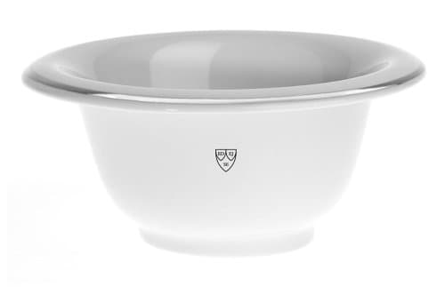 Porcelain Shaving Bowl with chrome rim - white
