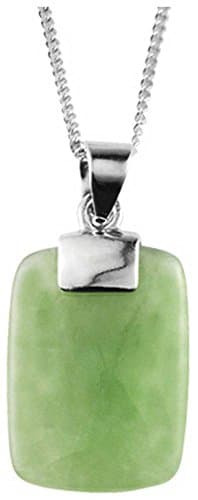 Orton West Womens Jade Rectangle Pendant - Silver/Green