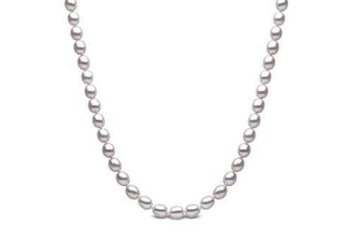 Kimura 7.5 mm Cultured White Rice Shaped Freshwater Pearl 18-inch Necklace 9 ct Yellow Gold