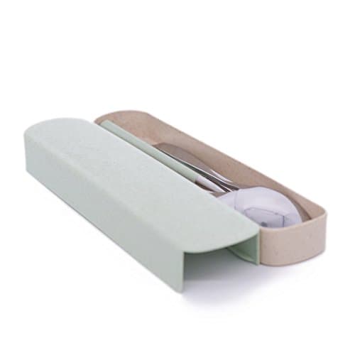 KUSOOFA Flatware Sets Fork Spoon Chopsticks Food Grade Stainless Steel Dinnerware Reusable Cutlery for Traveling Camping Picnic Working Hiking 3 Pieces (Green)