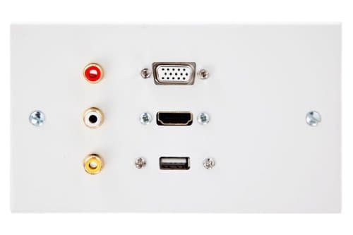 Wall Plate / Face Plate HDMI SVGA USB A 3 x RCA (RWY) - 7 Metres