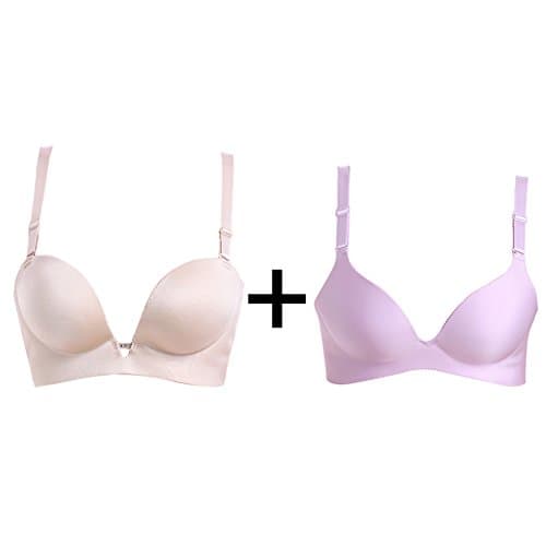 one piece seamless underwear/ small chest deepVassembly bra /mixed two-piece set-B 70C
