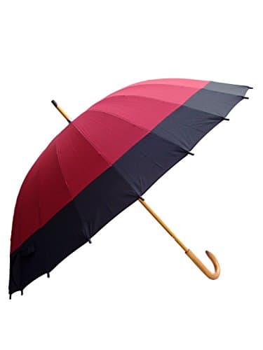 Red Beatiful 24 Ribs Oversize Durable and Strong Enough Umbrella Windproof Waterproof Wood Handle Umbrella