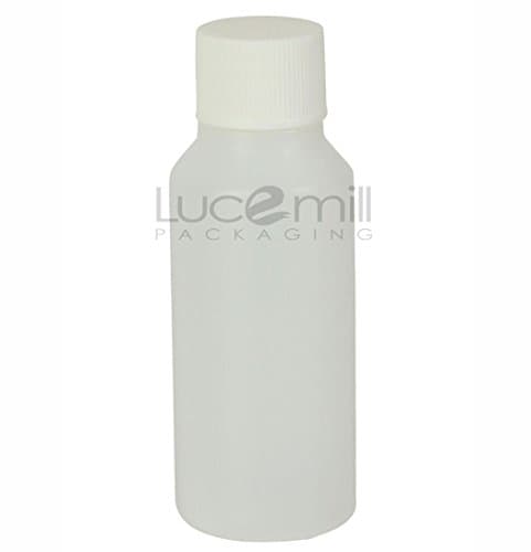 50 x 50mL NATURAL HDPE PLASTIC BOTTLES w/ White Screw Top Lids