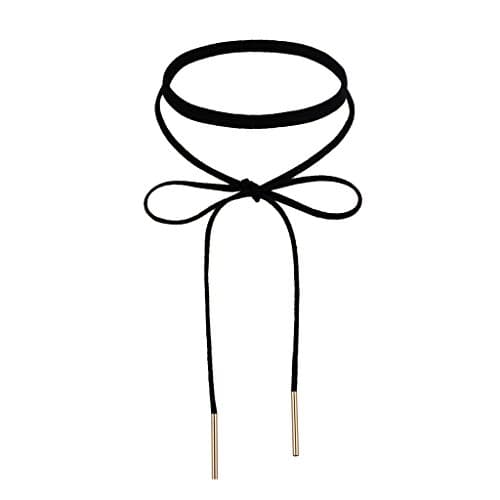 Long choker collar Necklaces Leather Velvet Multiple Layer black Bow gold tone Jewelry for Women