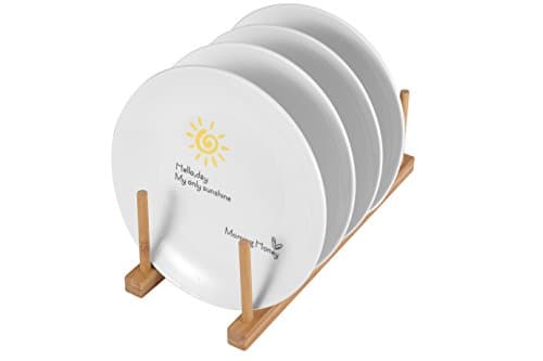 4 Pieces Porcelain Dinner Plate Set Breakfast Plates Set Ceramic Round Plates Set White with Different Yellow Warm Lovely Patterns and Characters - A Perfect Gift For Christmas 20.5*20.5cm (Sunny)