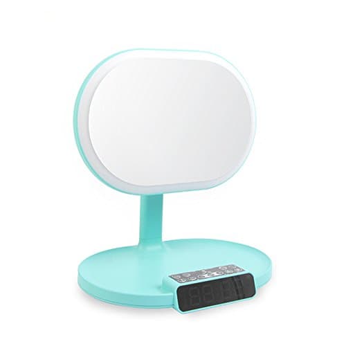 Illuminated Makeup Mirror Bluetooth Music Lamp Alarm Display Storage Minimalist Gift,Green