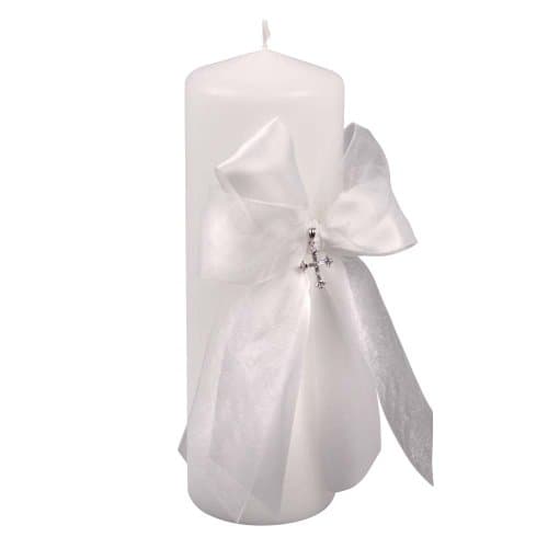 Ivy Lane DesignBeverly Clark Collection Grace, Unity Pillar Candle with Crystal Cross, White