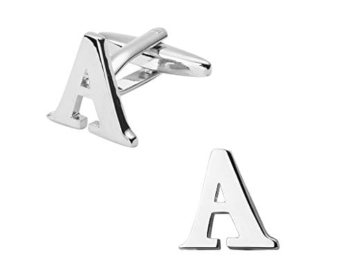 Silver Cufflinks Style Initial Alphabet Cufflinks Letter Letter A Cufflink Silver White Steel Wedding accessories Business Present Cufflinks Gift