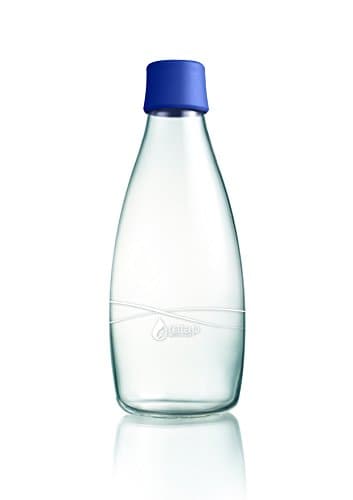 Retap 0.8 Glass Water Bottle, Dark Blue, Large
