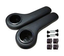 Black Golf Cart Rear Seat Kit Arm Rest Set With Cup Holder by Parts Direct