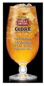 20oz Stella Cidre Glass Personalised With Your Own Text/Message UPTO 20 Letters In Gift Tissue &amp; Gold Gift Box