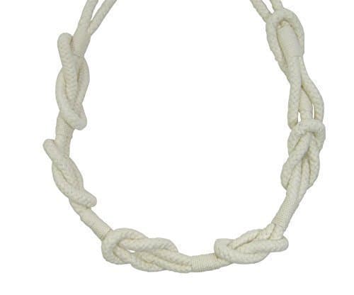 2 X CHAIN LINK REEF KNOT COTTON CREAM CURTAIN DRAPE 90CM 35" TIEBACKS HOLD BACKS