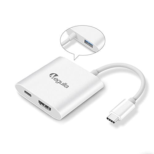 Megulla USB-C Hub with HDMI 4k Output and Power Delivery/Passthrough (1 Superspeed USB 3.0 Port, 1 HDMI Port, 1 USB-C PD charging port) for MacBook2015/2016, ChromeBook Pixel and more